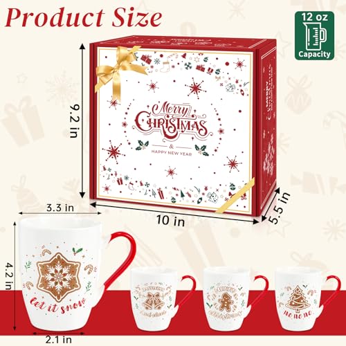 Set of 4 12 oz Ceramic Coffee Mugs J657772