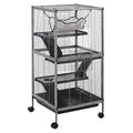Gray Metal Small Animal Cage with Hammock & 4 Tiers P7932