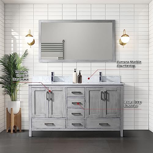 Dark Grey Double Bath Vanity with Carrara Marble Top S919