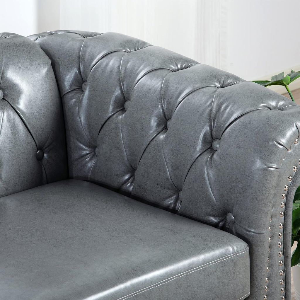 3-Seater PU Leather Chesterfield Sofa with Button Tufted F558528