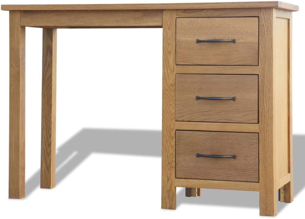 Solid Oak Wood Desk with 3 Drawers 41.7"x15.7"x29.5" O5563
