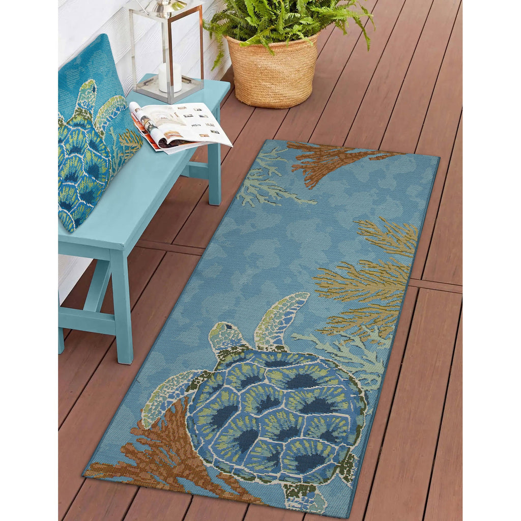 Marina Seaturtle Garden Indoor Outdoor Throw Pillow