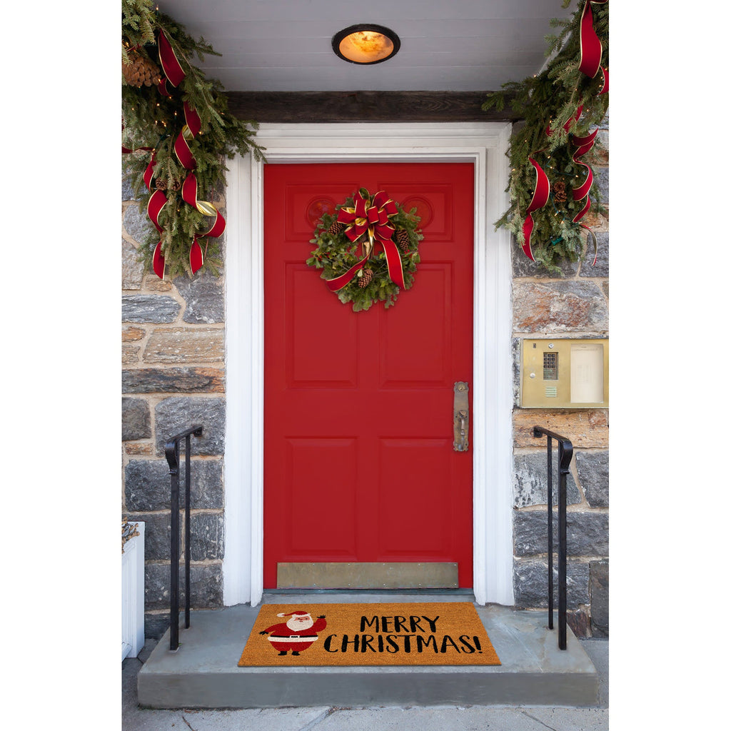 Natura Merry Christmas Santa Coir Doormat with Non-Slip Backing
