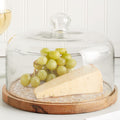 Acacia Wood Cake Stand with Glass Dome