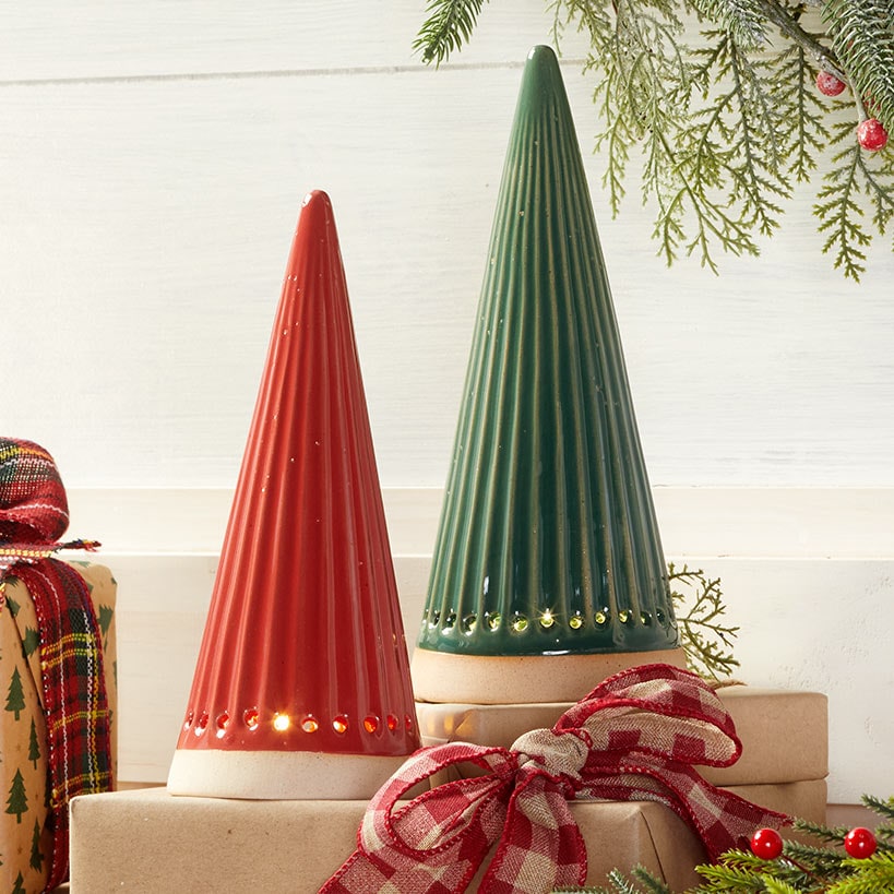 Lighted Ceramic Tabletop Tree Holiday Decor A391371