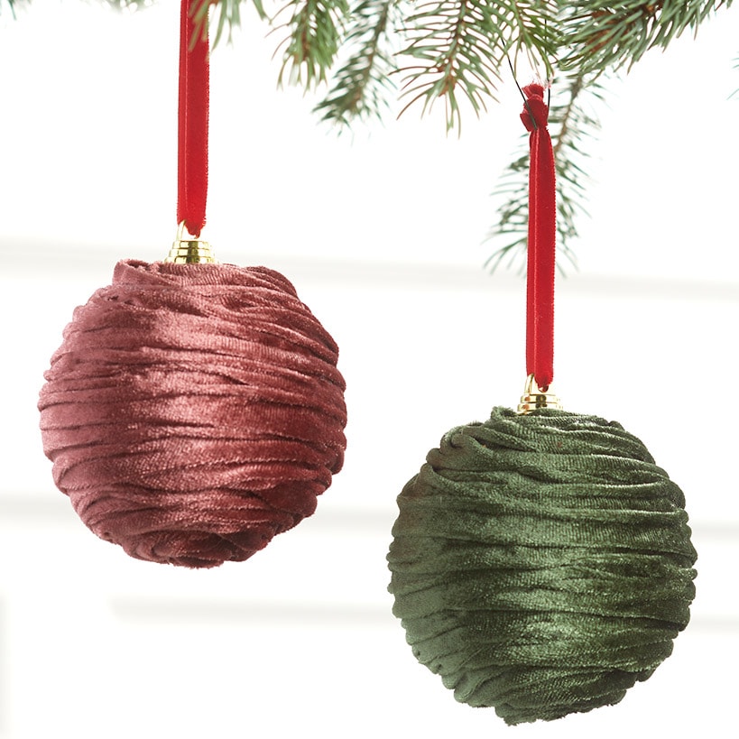 Ruffled Ball Ornaments Set of 2