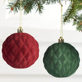 Set of 2 Diamond Velvet Ball Christmas Ornaments