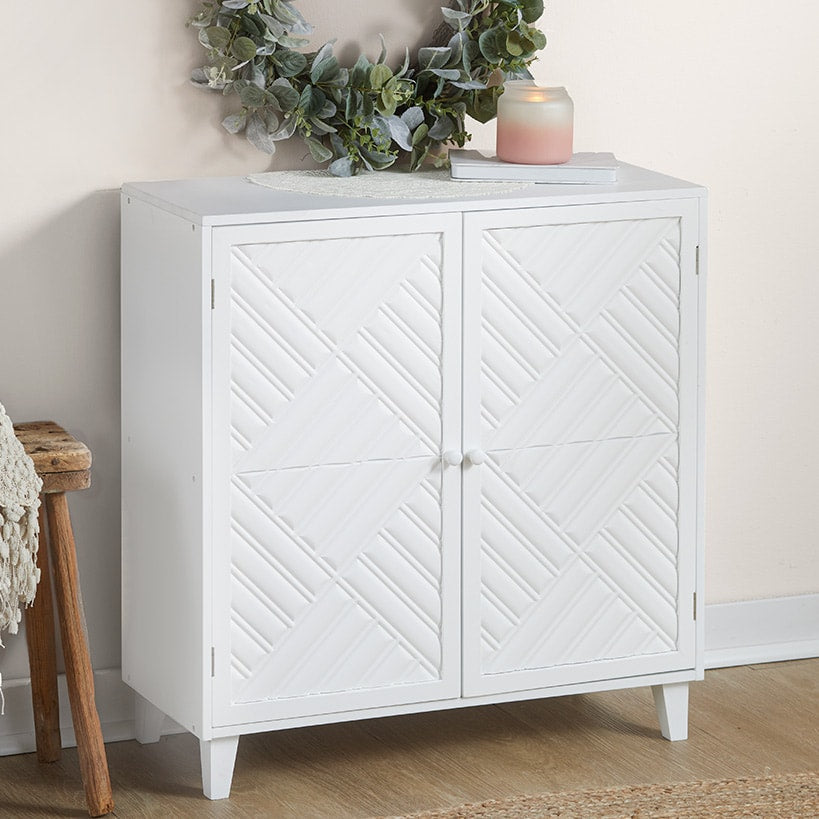 2-Door Gray Cabinet with Chevron Design