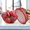 Mesh Wire Apple Shaped Fruit Basket with Lid Fruit Bowl Cover 2 Pc