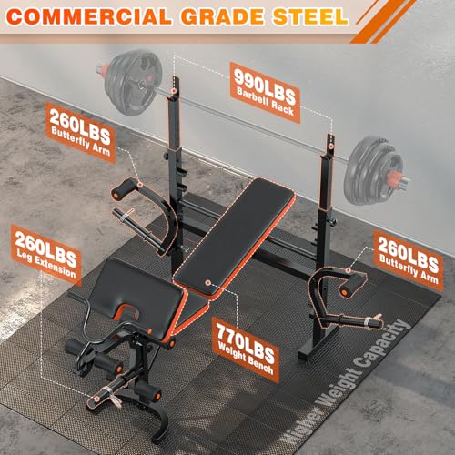 6 in 1 Adjustable Weight Bench with Leg Extension H78998