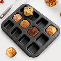 Carbon Steel Square Muffin Baking Pan Non Stick 12 Cavity