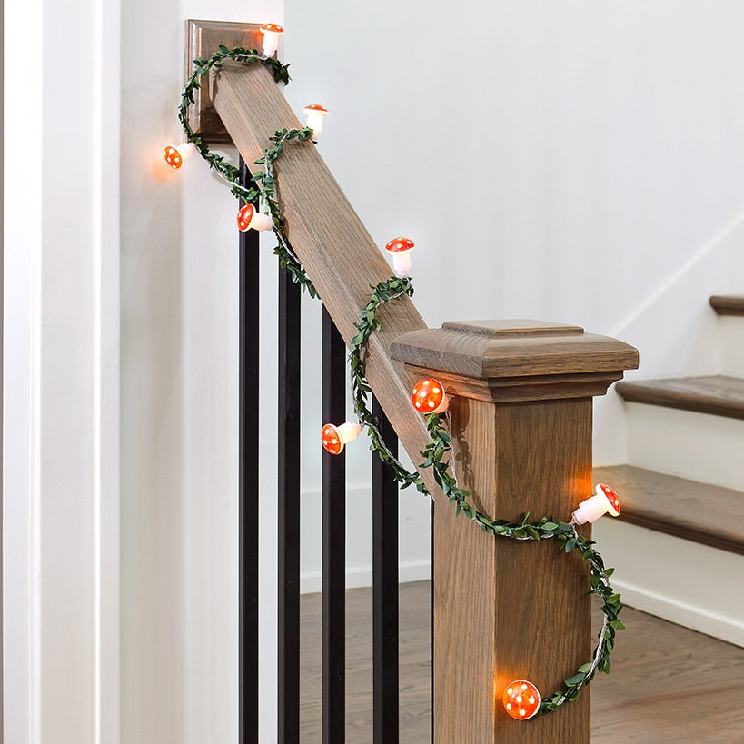 Mushroom String Lights with Greenery Y56218