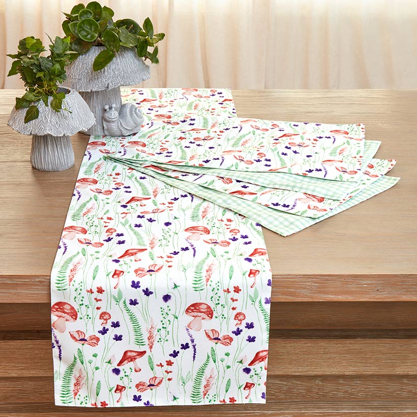 Fairy Garden Mushroom Table Runner or Set of 4 Placemats