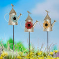 Metal Birdhouse Garden Stakes G448565