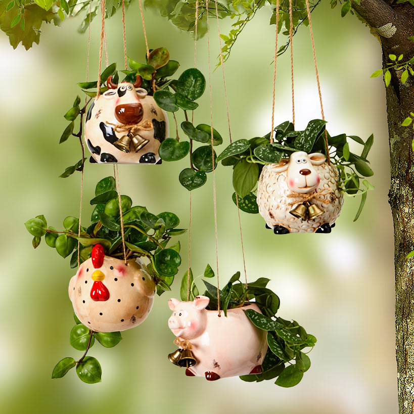 Farm Animal Hanging Planter