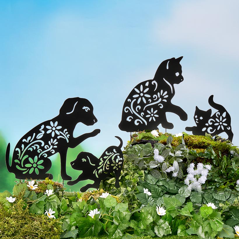 Silhouette Animal Stake Cat or Dog