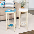 Wooden End Tables with Nautical Anchor or Wheel Design H2731