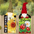 Welcome Fence Flags Ladybug Gnome and Bee Gnome Decorations