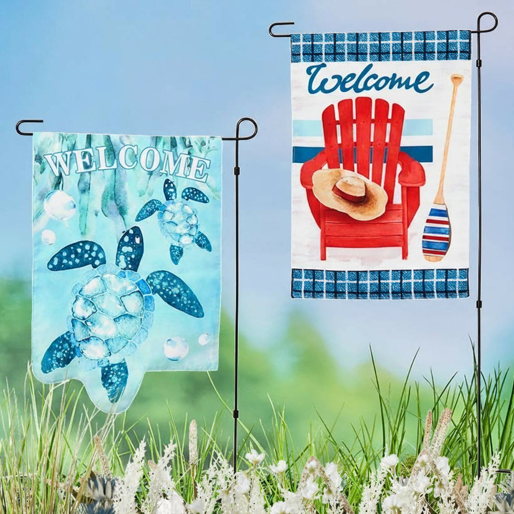 Turtle or Beach Chair Garden Flag With Stake W690