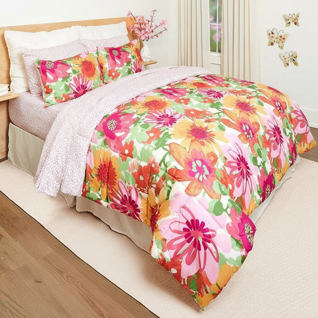 Summer Floral Reversible Complete Comforter Set