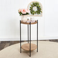 Two Tiered Round Side Table with Beaded Edge Design 13" dia x 26"H