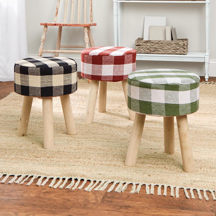 Buffalo Check Round Footstool Ottoman