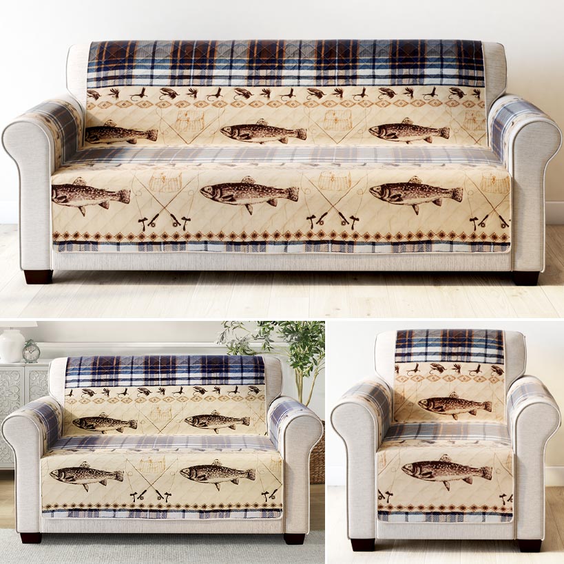 Fly Fishing Quilted Furniture Cover Loveseat or Sofa