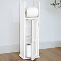 Bathroom Storage Unit with Cupboard and Toilet Paper Dispenser