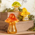 Fall Lighted Glass Mushrooms - Green, Yellow or Orange