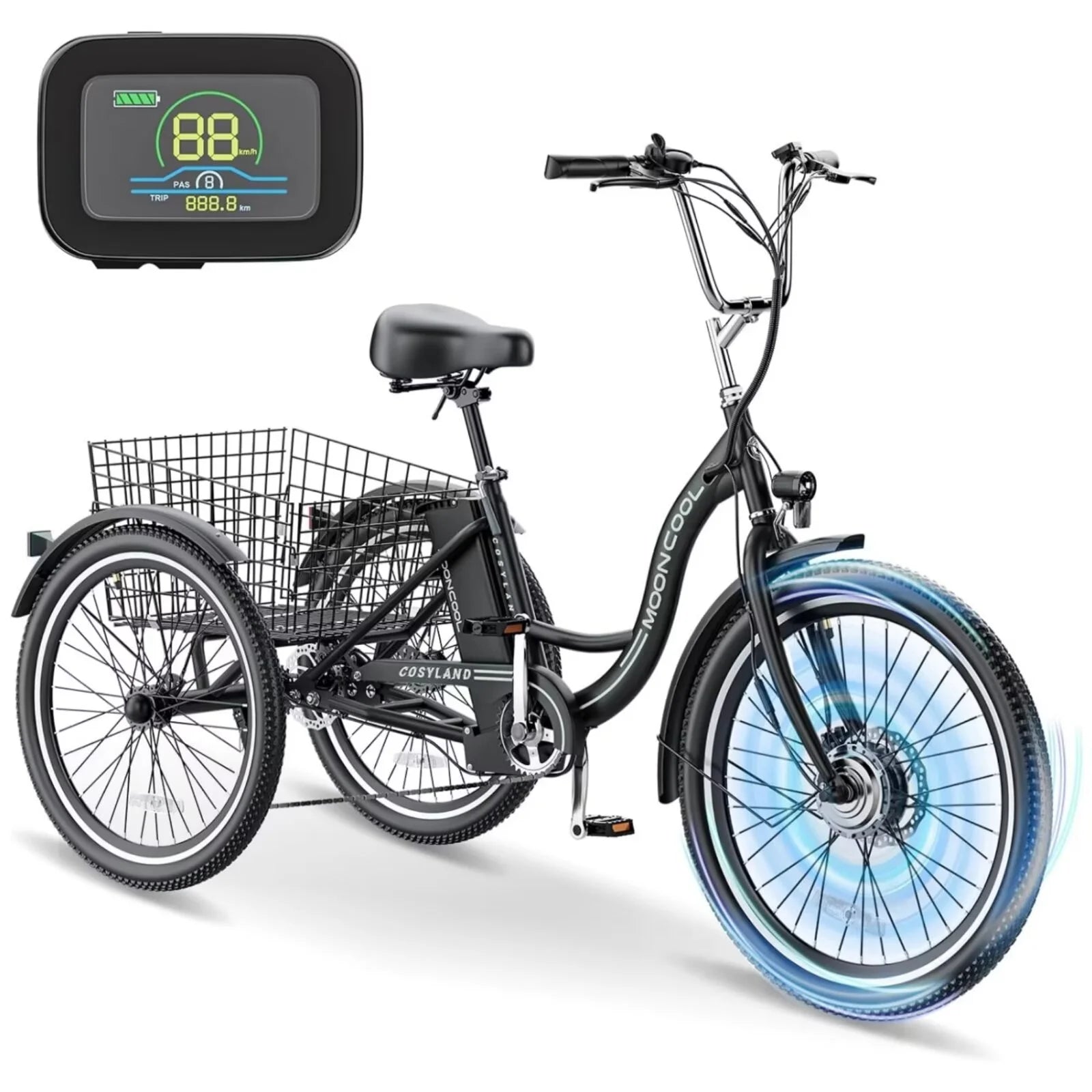 26" 350W 36V 7 Speeds Electric Tricycle N6136