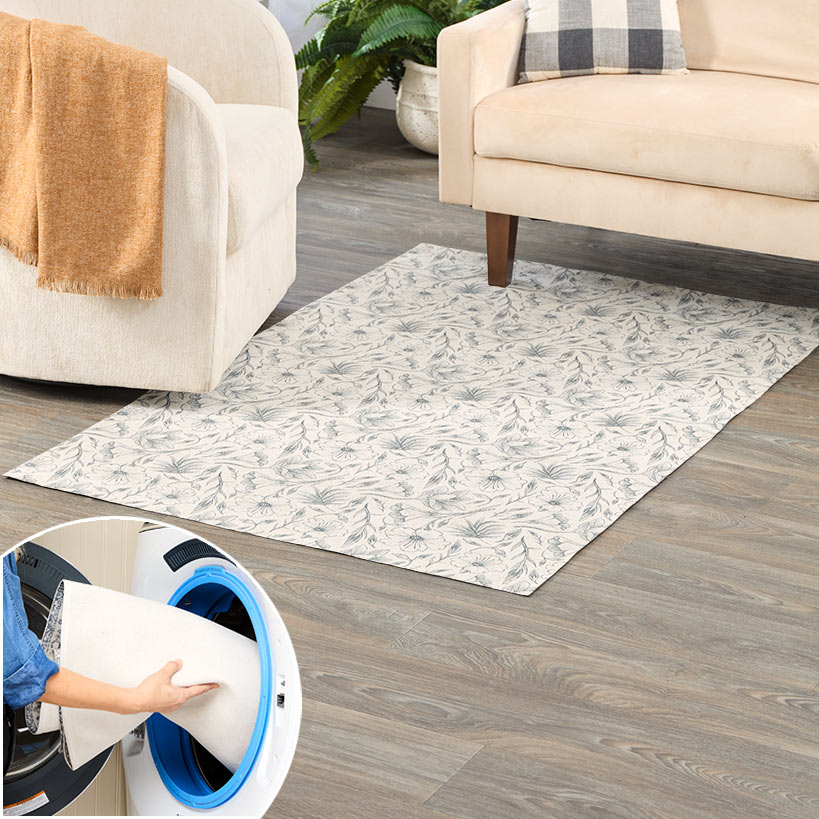 Washable Magnolia Floral Rug Runner O943