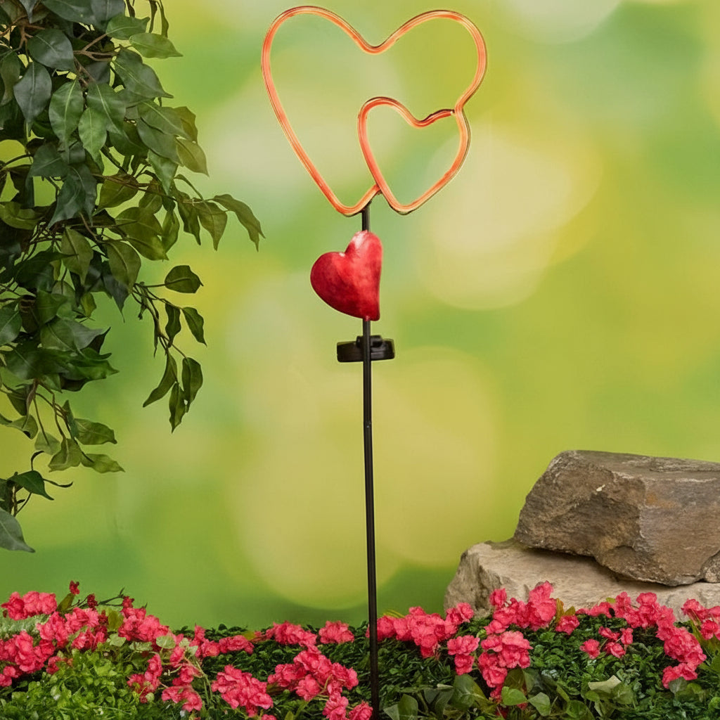 Solar LED Valentine's Heart Trio Garden Stake