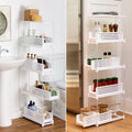 Slide Out Slim Storage Tower for Kitchen - 3 or 4 Drawer