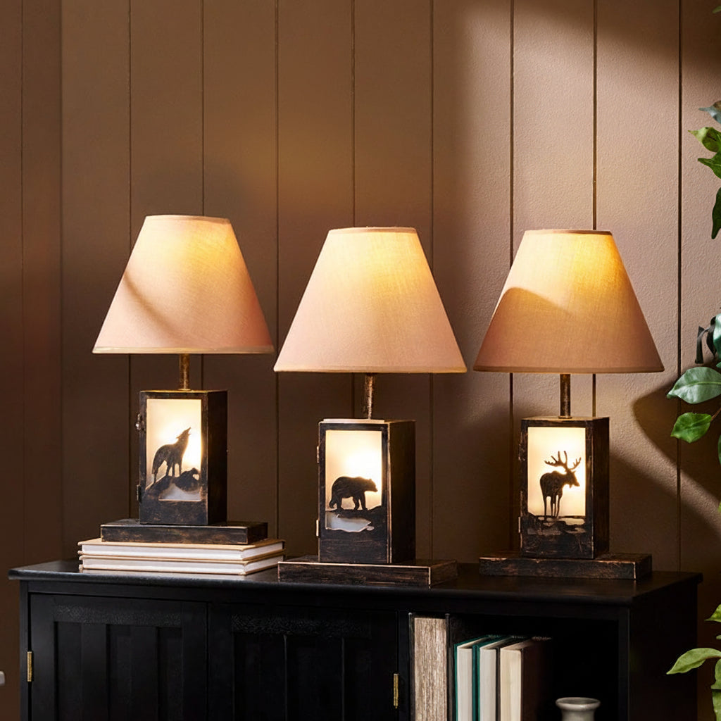 Woodland Animal Silhouette Tabletop Lamp