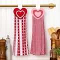 Valentine's Day Kitchen Tie Towels Hearts Set of 2