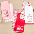 Embroidered Kitchen Towels Valentine's Day Set of 2