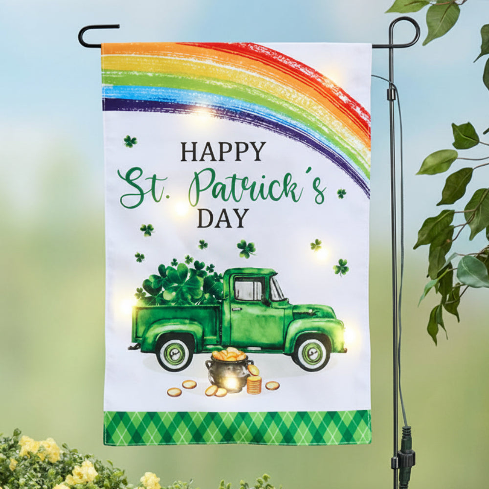 Solar St. Patrick’s Garden Flag with Pole