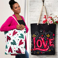 Women's Love Heart Tote Bag with Rope Handle