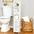 Bathroom Storage Unit with Toilet Paper Dispenser, 2 Shelves, and Cupboard
