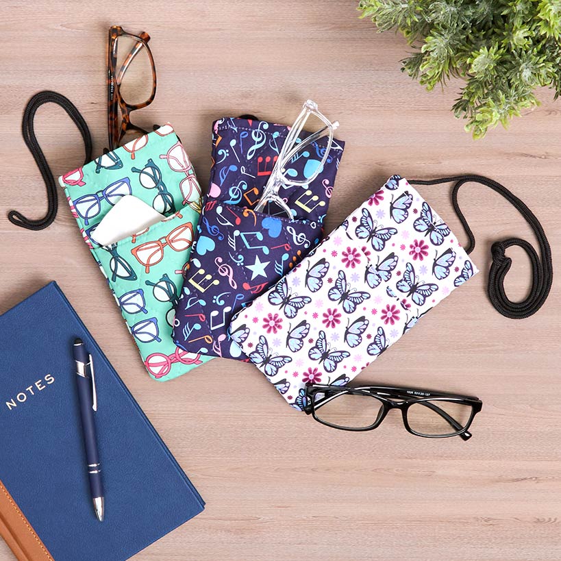 Quilted Glasses Case with String N818