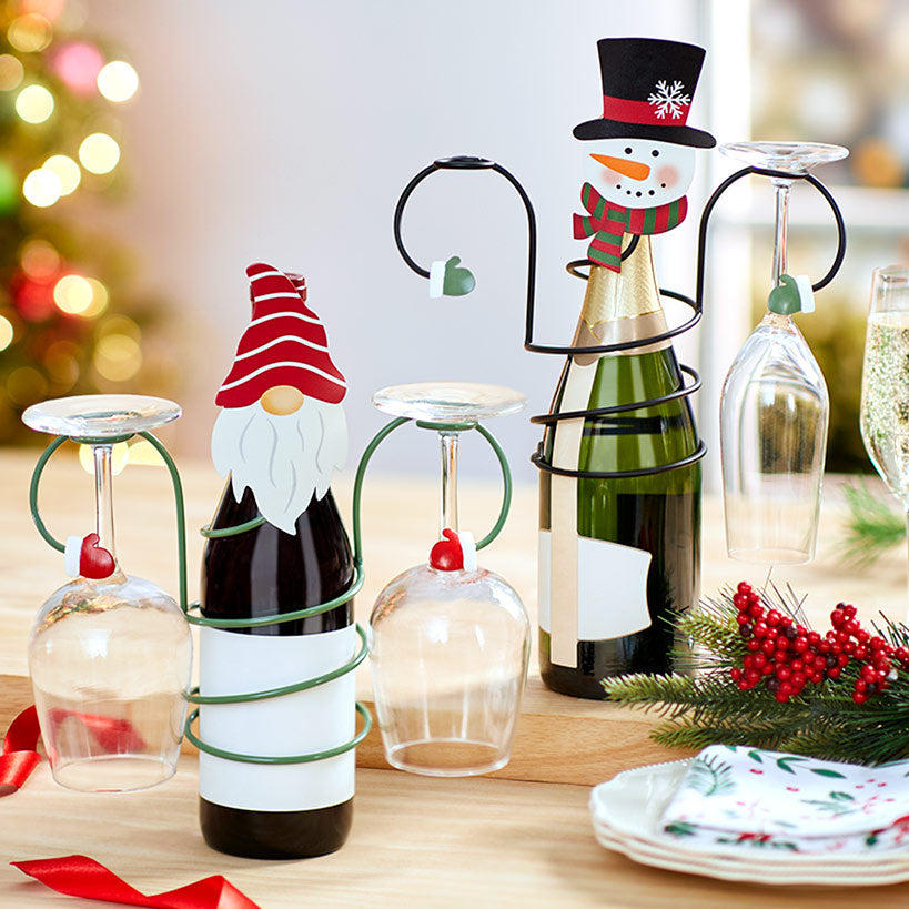 Christmas Wine Bottle And Glass Holder