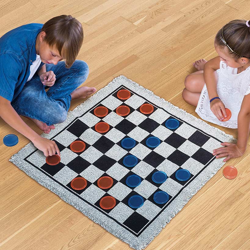 Dual-Sided Checkers and Tic-Tac-Toe Game Rug E841
