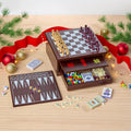 Wooden 15-in-1 Game Center - Family Fun with Chess, Checkers, and More
