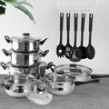 Stainless Steel Cookware Set with Utensils - 17-Pc.
