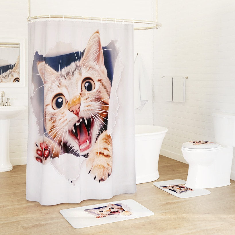 16-Pc Cat Bath Set with Memory Foam Rugs