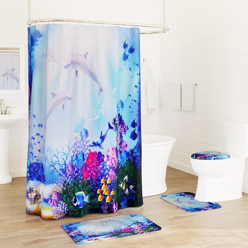 16-Pc Dolphin Bath Set with Memory Foam Rugs