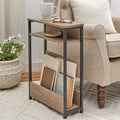 Narrow End Table with Shelf and Magazine Holder B4726