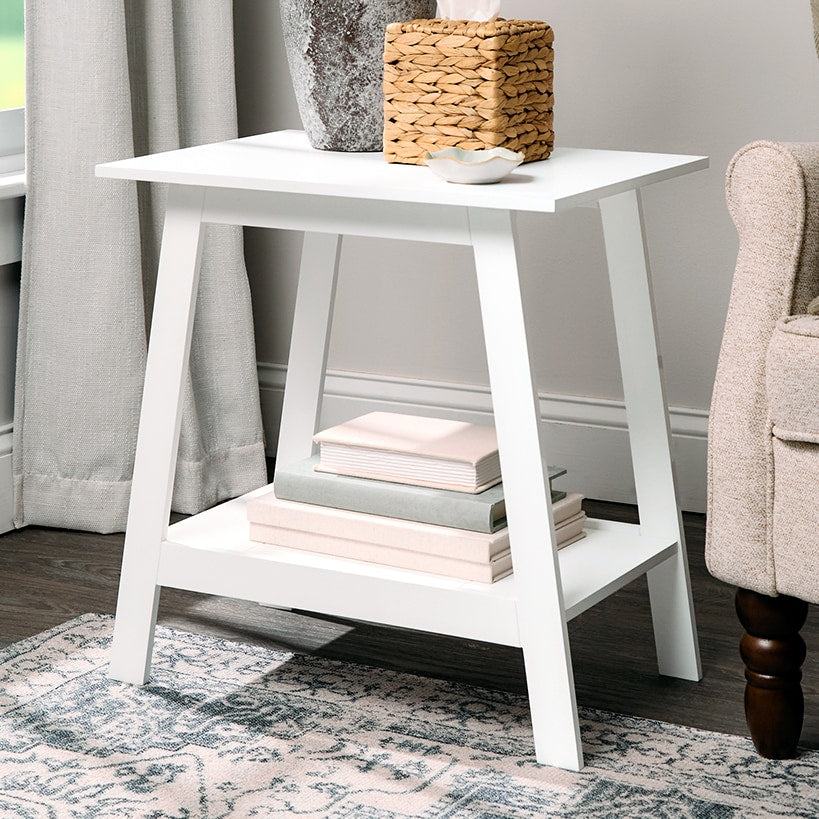 Wood Rectangular 2-Tier Accent Side Table
