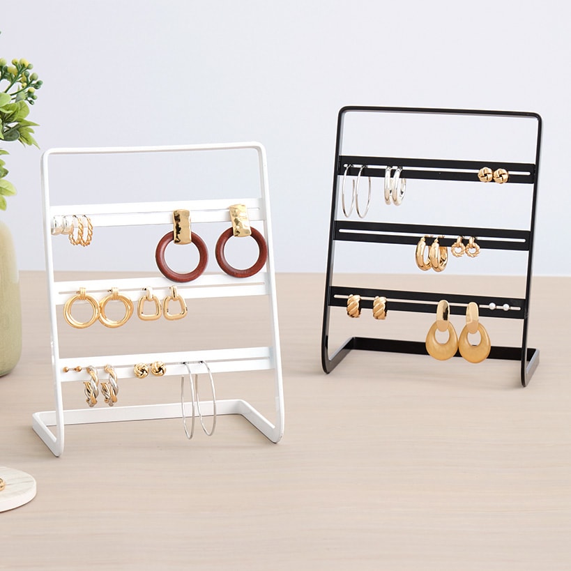 Metal Earring Holder Black or White
