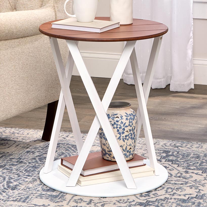 Rustic Style Accent Table 19" Dia x 21.5"H U321